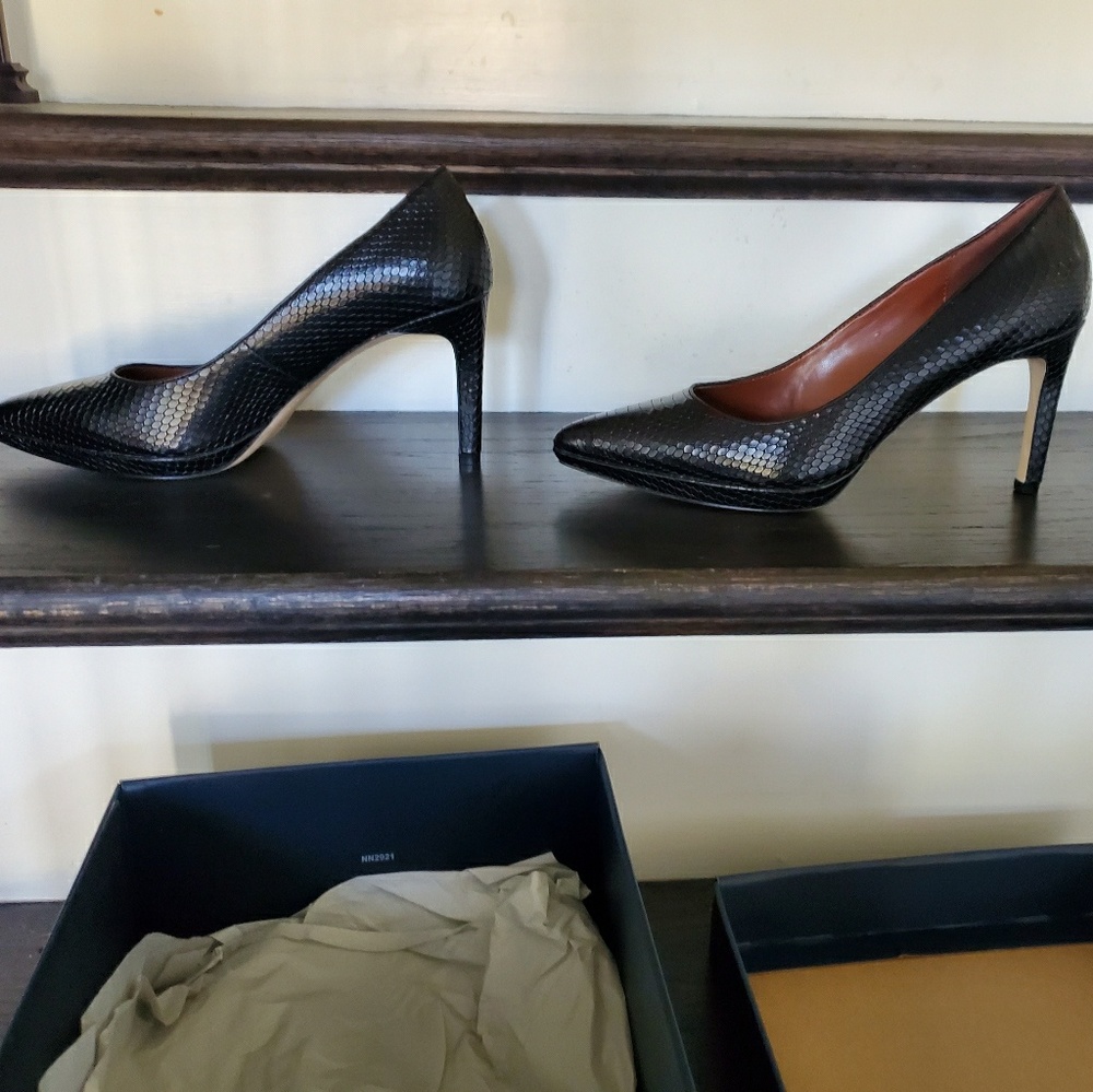 Cole Haan, black snake skin, Idala pumps
